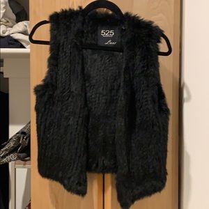 Black Fur Vest by 525 America